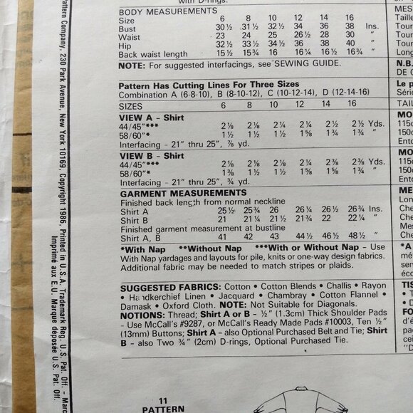 Vintage 80s Blouse Sewing Pattern Size 10-14 Shari Belafonte McCall's 2693 UNCUT - Picture 7 of 10